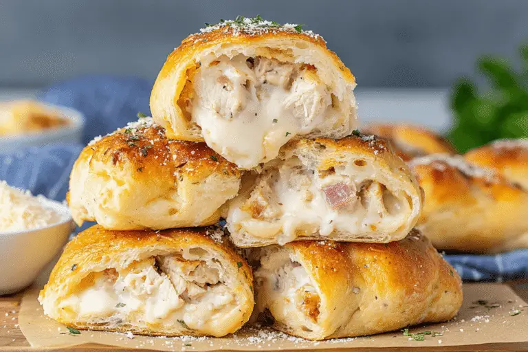 Chicken Alfredo Garlic Bread Bombs Recipe