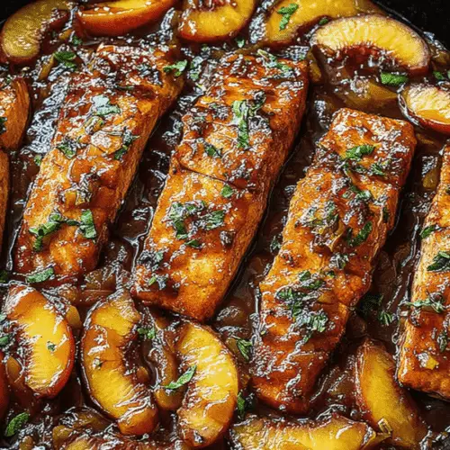 Roasted Peach Bourbon Salmon Recipe