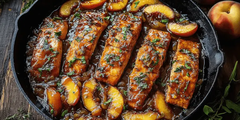 Roasted Peach Bourbon Salmon Recipe