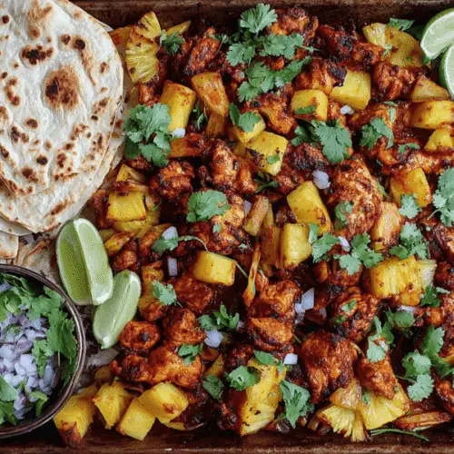 Sheet Pan Chicken, Chipotle & Pineapple Tacos