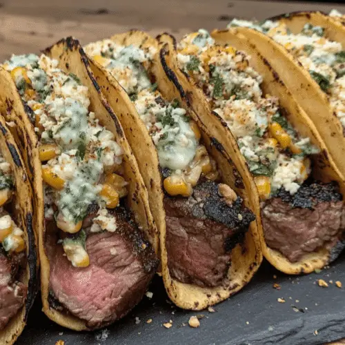 Grilled Steak Elote Tacos