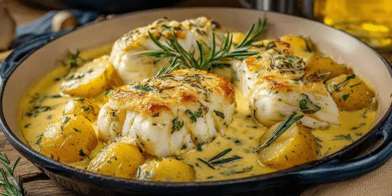 Rosemary Cream Sauce Cod & Potatoes Recipe