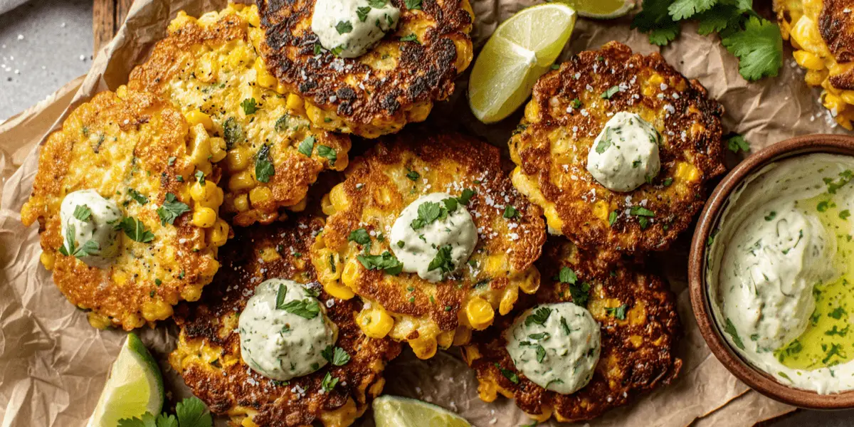 Corn Fritters with Cilantro Lime Yogurt