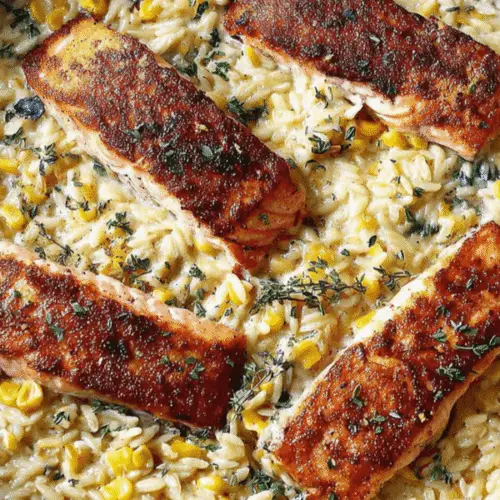 Creamed Corn Orzo With Salmon Recipe