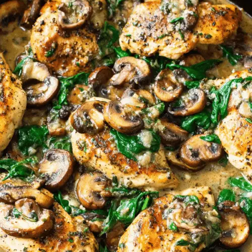 Chicken, Spinach, And Mushroom Bake Recipe