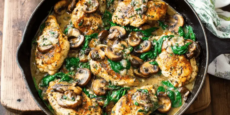Chicken, Spinach, And Mushroom Bake Recipe