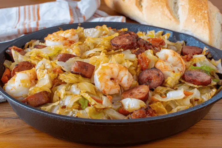 Fried Cabbage With Shrimp, Sausage & Bacon Recipe