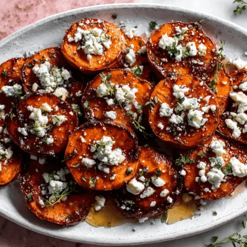 Sweet Potato Rounds with Feta and Honey Recipe
