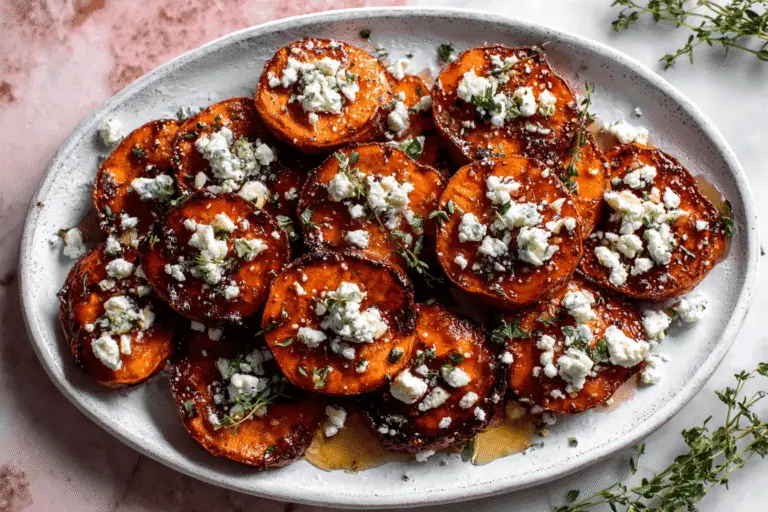 Sweet Potato Rounds with Feta and Honey Recipe