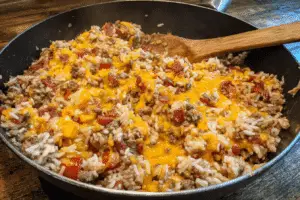 Bacon Cheeseburger Rice Skillet