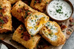 Bacon Jalapeno Popper Egg Rolls