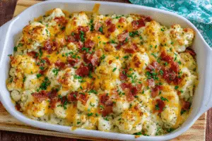 Cheesy Bacon Cauliflower Casserole