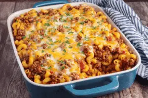 Cheesy Beef Macaroni Casserole