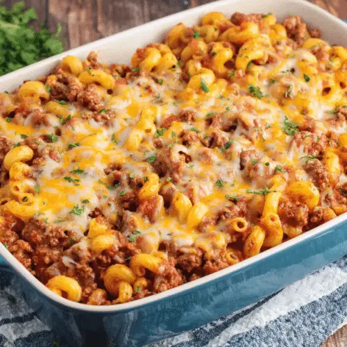 Cheesy Beef Macaroni Casserole Recipe