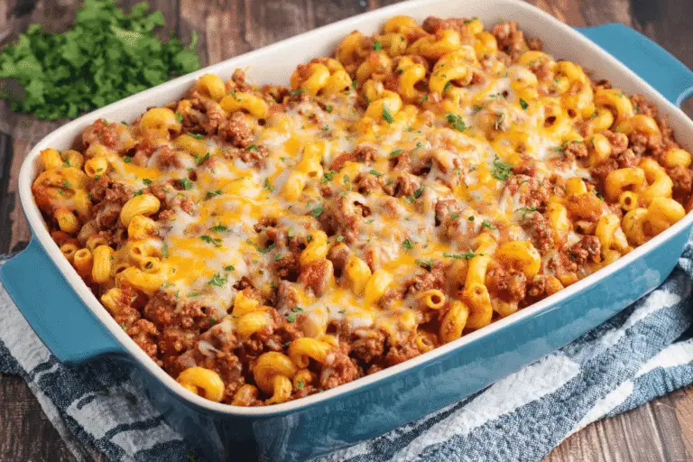 Cheesy Beef Macaroni Casserole Recipe