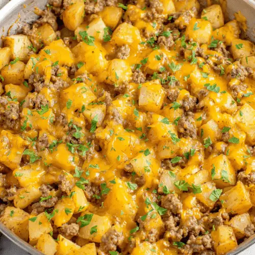 Cheesy Beef and Potato Skillet Recipe