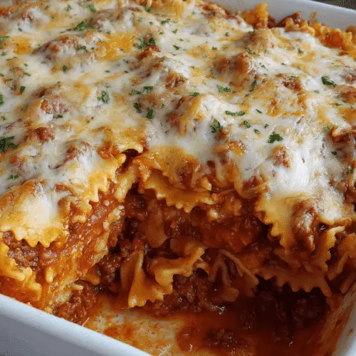 Cheesy Bowtie Pasta With Beef Marinara Recipe