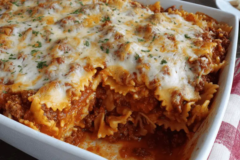 Cheesy Bowtie Pasta With Beef Marinara Recipe
