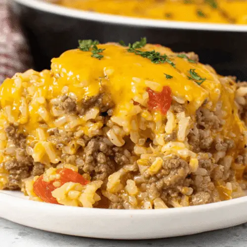 Cheesy Ground Beef Rice Casserole Recipe