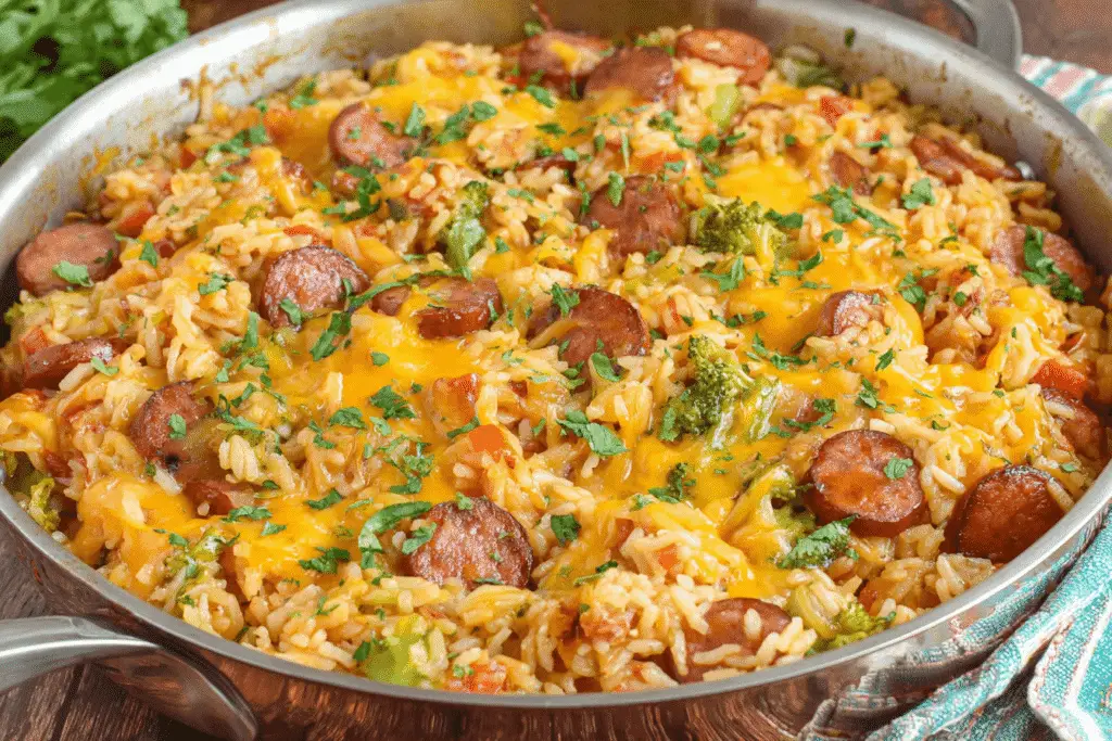 Cheesy Kielbasa Skillet Dinner Recipe Easy One Pan Meal