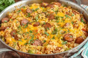 Cheesy Kielbasa Skillet Dinner
