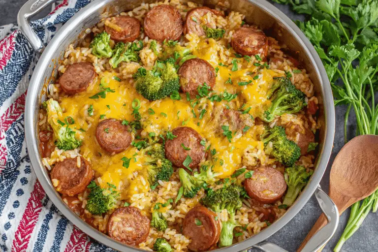 Cheesy Kielbasa Skillet Dinner Recipe