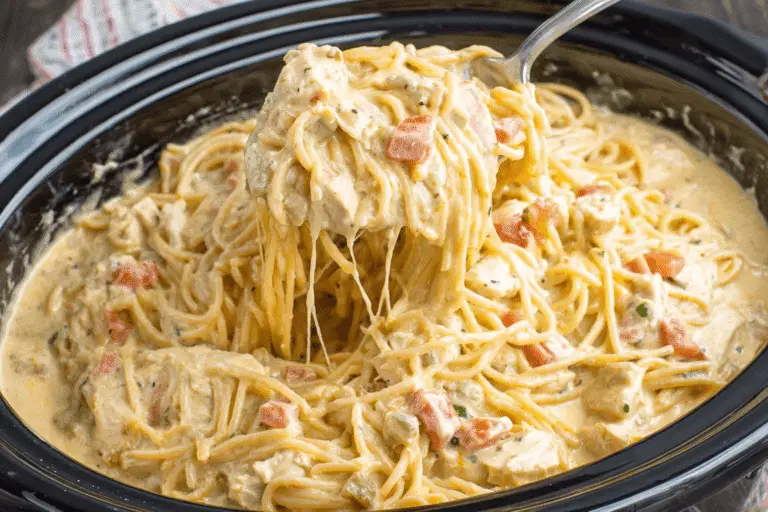 Creamy Crockpot Chicken Spaghetti Recipe