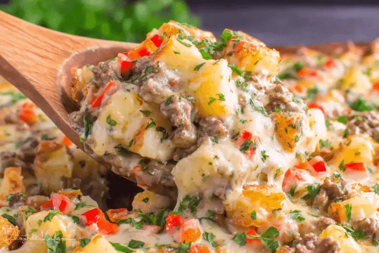 Crockpot Cheesesteak Potato Casserole Recipe