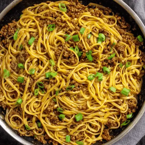 Mongolian Ground Beef Noodles Recipe