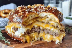 Oktoberfest Beer Cheese Pretzel Burger
