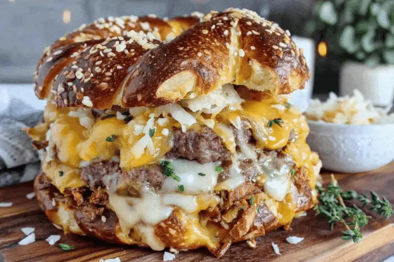 Oktoberfest Beer Cheese Pretzel Burger Recipe