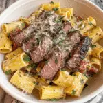 Steak Pasta with Creamy Parmesan Sauce Recipe