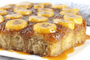 Banana Upside-Down Cake with Caramel Glaze