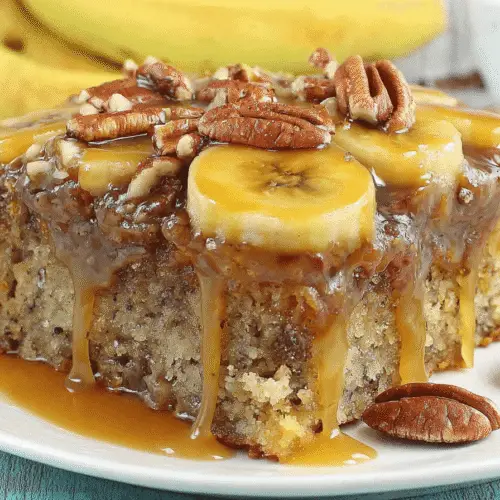 Banana Upside-Down Cake with Caramel Glaze Recipe