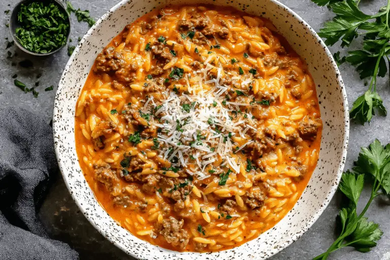 Beef Orzo Recipe With A Tomato Cream Sauce Recipe