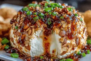 Cheeseball with Red Pepper Jelly and Almonds
