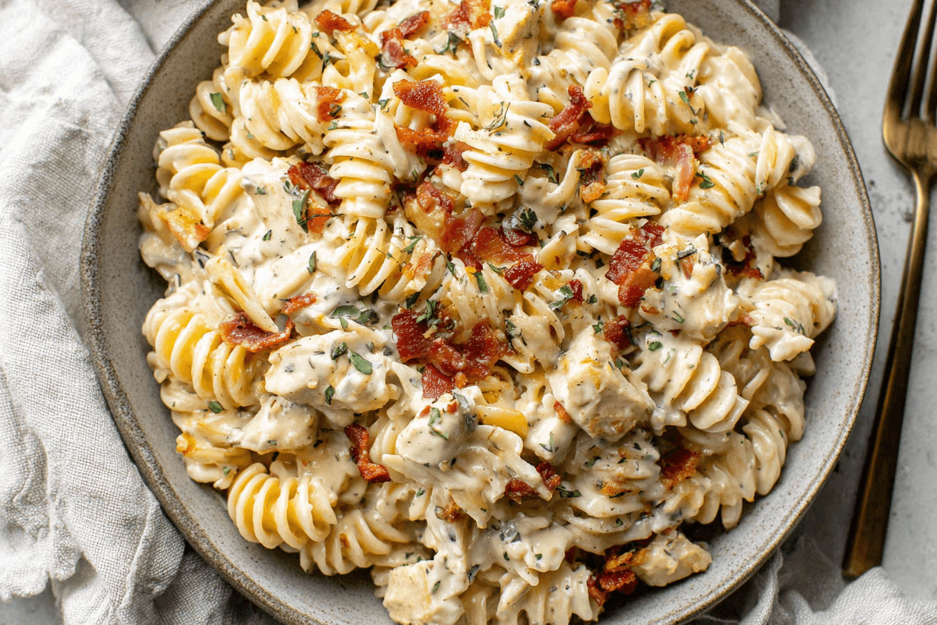 Cheesy Bacon Ranch Chicken Pasta Recipe