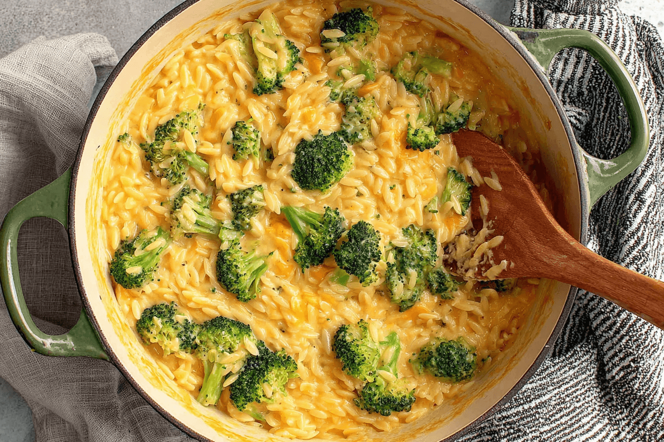 Cheesy Broccoli Orzo Recipe