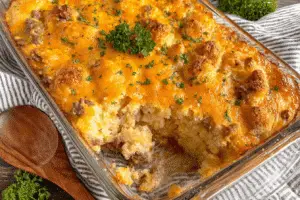 Cheesy Cheddar Bay Beef Cobbler