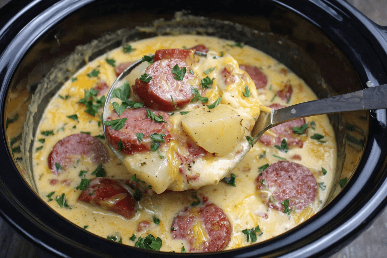 Cheesy Potato Kielbasa Soup Recipe