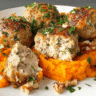 Chicken Apple Meatballs with Mashed Sweet Potatoes Recipe
