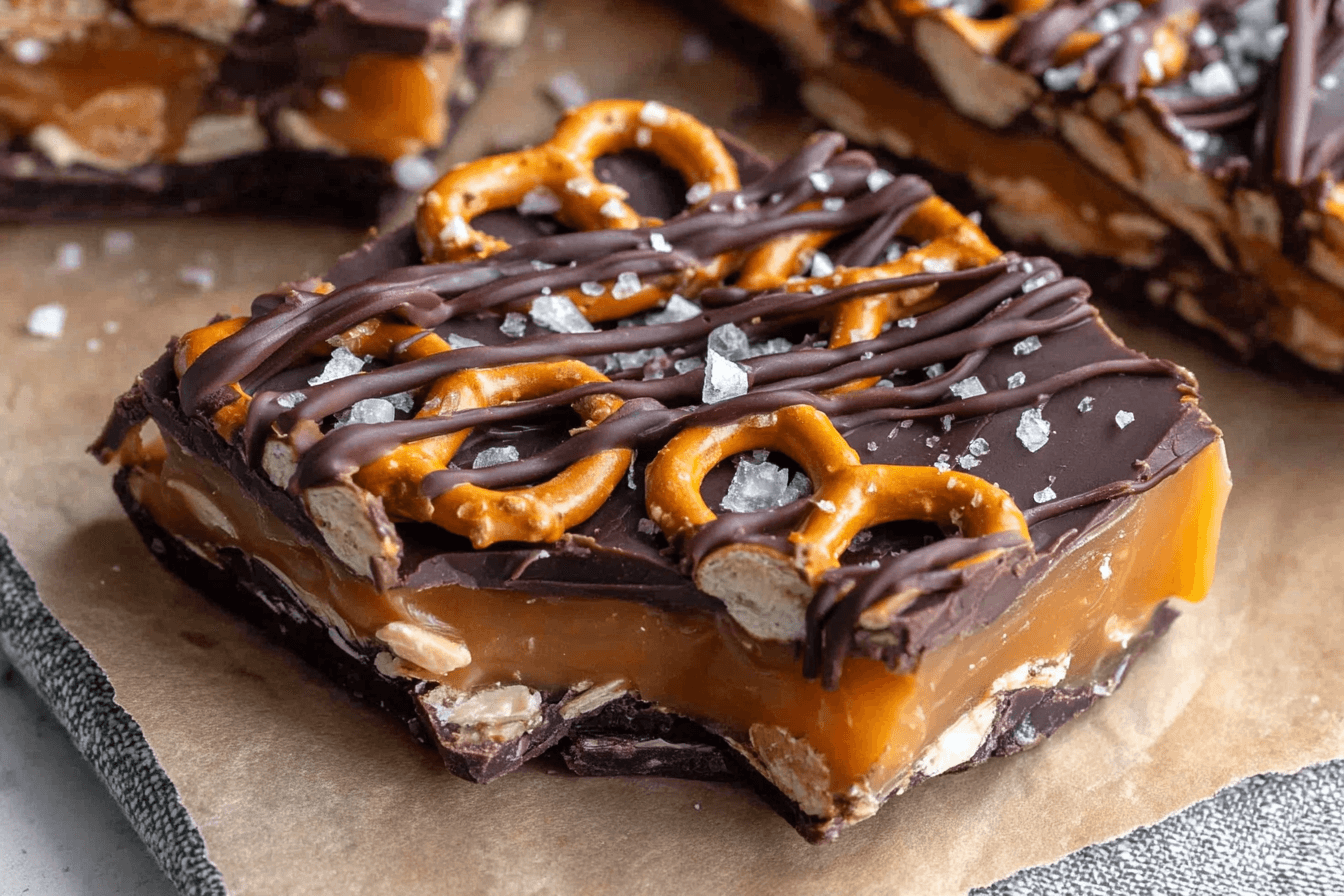 Chocolate Pretzel Caramel Bark Recipe