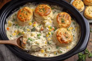 Classic Chicken Pot Pie with Biscuits