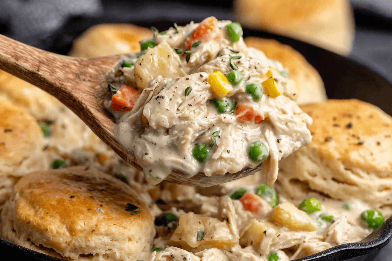 Classic Chicken Pot Pie with Biscuits Recipe
