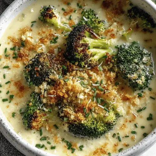 Creamy Broccoli Gruyere Soup With Garlic Breadcrumbs Recipe
