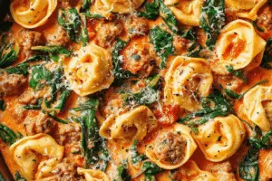 Creamy Sausage Tortellini Skillet