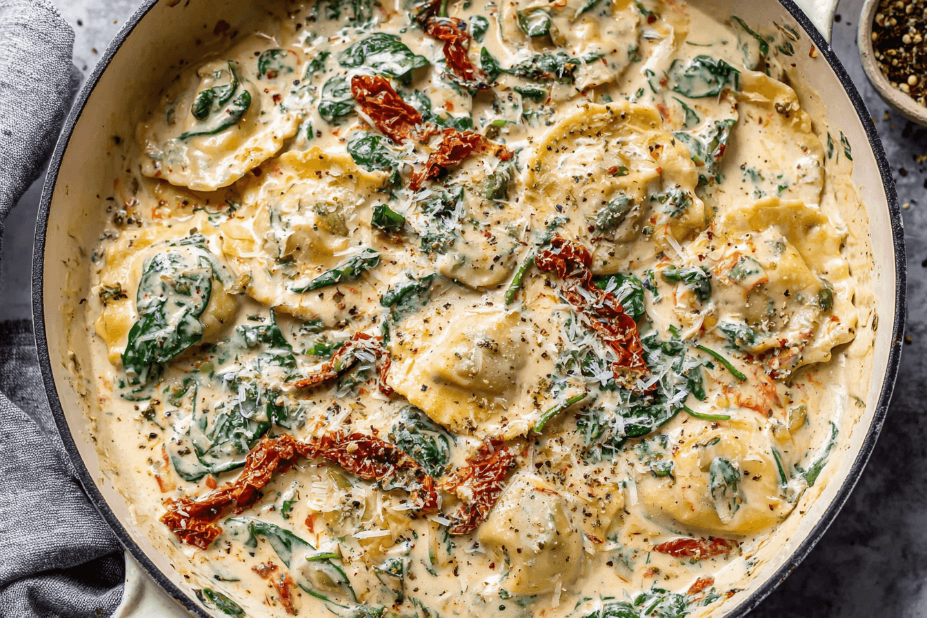 Creamy Tuscan Ravioli Recipe