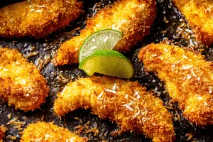 Crispy Coconut Chicken Tenders with Bang Bang Sauce