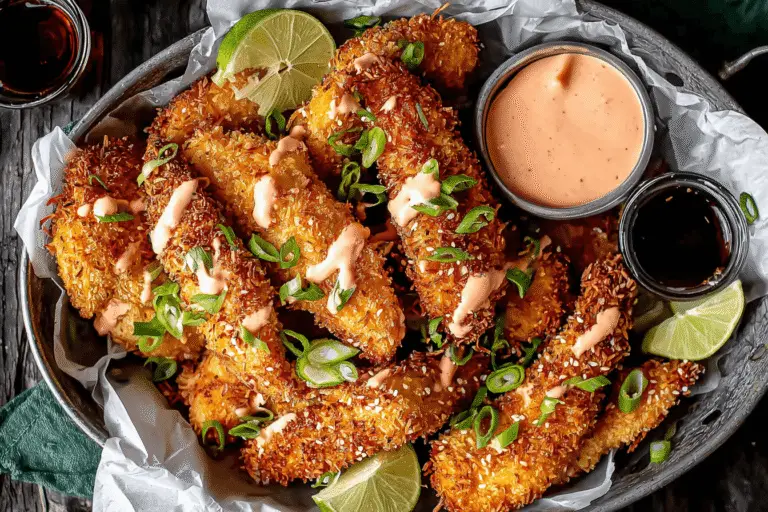 Crispy Coconut Chicken Tenders with Bang Bang Sauce Recipe