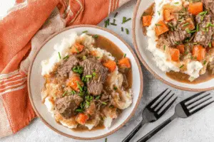 Fall Apple Cider Stew Over Mashed Potatoes